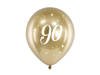 Balloons Glossy 90th Birthday, Golden Chrome, 30cm, 6 pcs