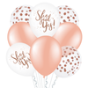 Balloons for a bachelorette party, She said yes, rose gold with confetti 30 cm, 8 pcs