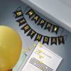 Birthday Garland Happy Birthday black, gold inscription, 15 cm