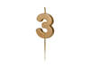 Birthday candle 3, gold, 5,5cm