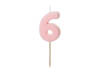 Birthday candle 6, pink, 5,5cm