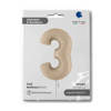 Foil Balloon Number 3, Cream Satin 66cm Grabo