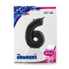 Foil Balloon Number 6 Black, 66 cm Grabo