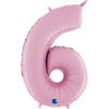 Foil Balloon Number 6 Pink Pastel Pink, 66 cm Grabo