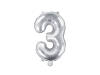 Foil balloon digit 3, 35cm, silver