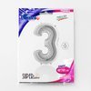 Foil balloon numeral 3 Silver - 102 cm Grabo