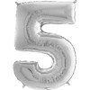 Foil balloon numeral 5 Silver - 102 cm Grabo