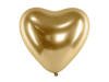 Glossy balloons 27cm, Hearts, golden chrome (1 box / 50 pcs.)