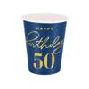 Happy Birthday cups 50, navy blue 220ml 6 pcs.