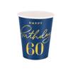 Happy Birthday cups 60, navy blue 220ml 6 pcs.