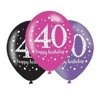 Latex balloons '40 Happy Birthday 'for 40th birthday, 27.5 cm, 6 pcs.