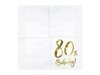 Napkins '80th Birthday' for 80th birthday, white, 33x33cm (1 op. / 20 pcs)