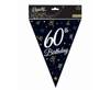 Paper garland, flags, black bunting, 60th birthday, 270 cm