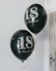 Strong balloons, birthday Brilliant & 18, Black 30 cm, 50 pcs.