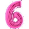 The foil balloon number 6 Fuchsia Purple - 102 cm Grabo