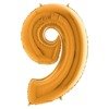 The foil balloon numeral 9 Gold, 66 cm Grabo