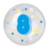 Transparent balloon with blue print number 8, 45cm