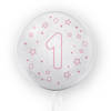 Transparent balloon with pink print number 1, 45cm