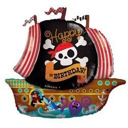 Ballonfolie Geburtstags-Piratenschiff, 92 cm