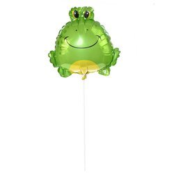 Folienballon - Frosch auf einem Stab, 29 cm
