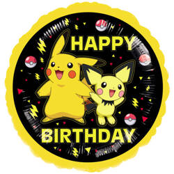 Folienballon Happy Birthday Pokemon, Pikachu, 43 cm