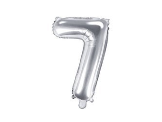 Folienballon, Zahl 7, 35 cm, Silber