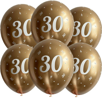 Latexballons "30", goldene Chrom, 30cm, 50 Stk.