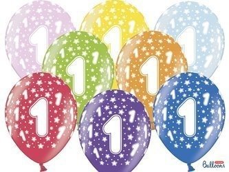 Latexballons, Strong Ballons, 1rd Birthday, Geburtstag, Metallic Mix, 6 PCs.