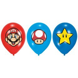 Latexballons Super Mario Bros 28cm, 6 Stück