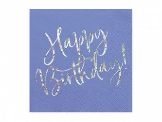 Servietten, Geburtstag, Aufschrift Happy Birthday, Blau, 33x33cm