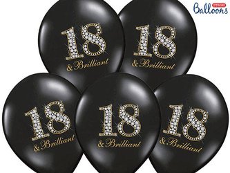 Strong, Geburtstagsballons '18 & Brillant', Schwarz, 30 cm, 50 Stk.