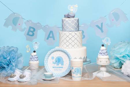 Babyparty-Topper für einen Jungen, Elefant 5-tlg