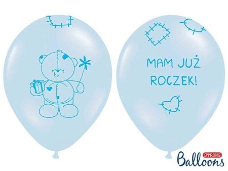 Ballons, Bär - Mam już roczek! Pastellblau, 30 cm, 6 Stk.