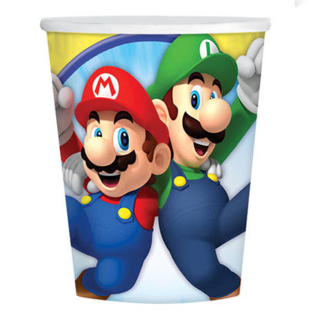 Becher Super Mario Papier, 250 ml, 8 Stk.