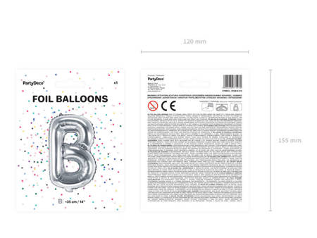 Folienballon Buchstabe B, 35cm, Silber