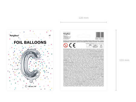 Folienballon Buchstabe E, 35cm, Silber