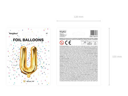 Folienballon Buchstabe U 35cm, Gold