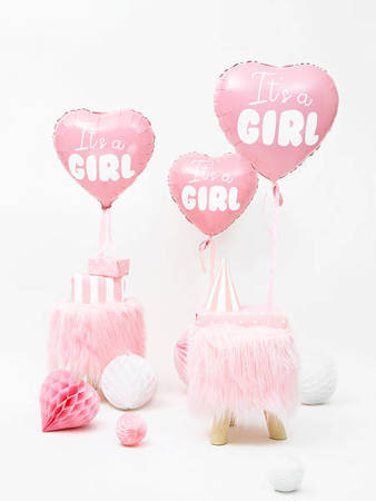 Folienballon Herz Pink - Es ist ein Mädchen, 45cm