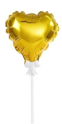 Folienballon, Herz auf einem Ballonstab, Gold, 12,5 cm