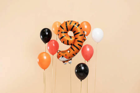 Folienballon Nummer 9 - Tiger, 87 cm