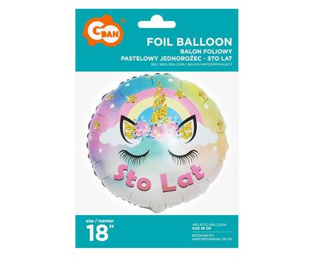 Folienballon, Pastell-Einhorn - einSto Lat, 46 cm