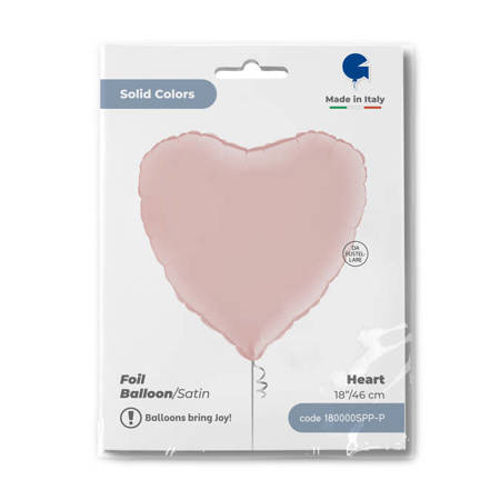 Folienballon - Satin Pastellrosa Herz 46 cm, Grabo