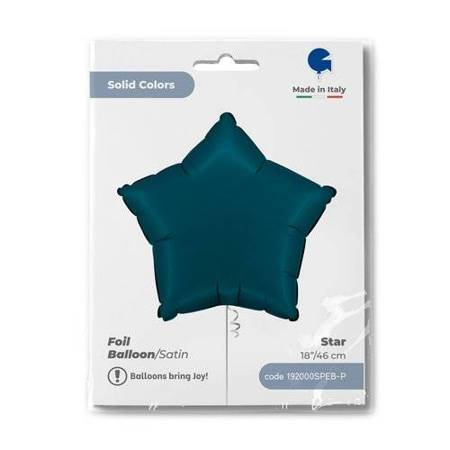 Folienballon - Satin Petrol Blue Star 46 cm, Grabo