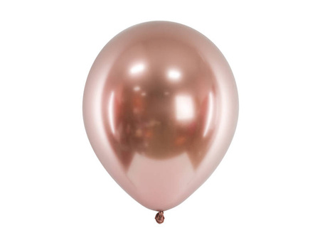 Glanzballons, Roségold Roségold Chrom glänzend, 30cm, 10 Stk.