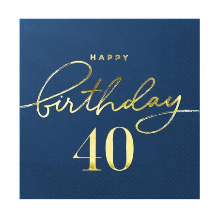 Happy Birthday Servietten 40 Marineblau 10 Stk.