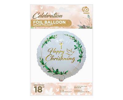 Happy Taufe Folienballon (Kreuz und Taube) 46 cm