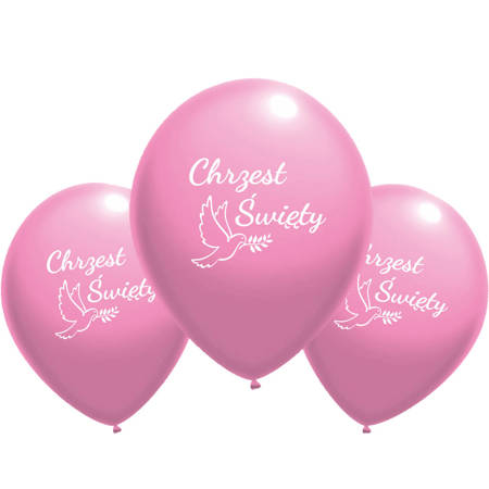 Latexballons Heilige Taufe rosa, 10 Stk.