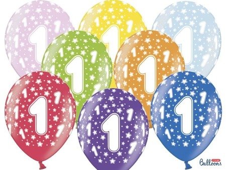 Latexballons, Strong Ballons, 1rd Birthday, Geburtstag, Metallic Mix, 6 PCs.