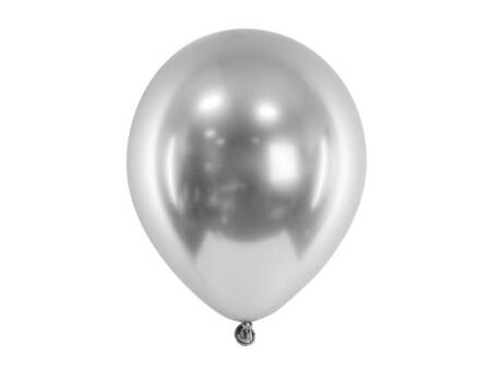 Luftballons Glossy, Silverchrom glänzend, 45cm, 5 Stk.
