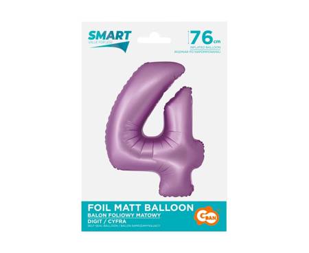 Nummer 4 Folienballon, violett, matt, Smart, 76cm